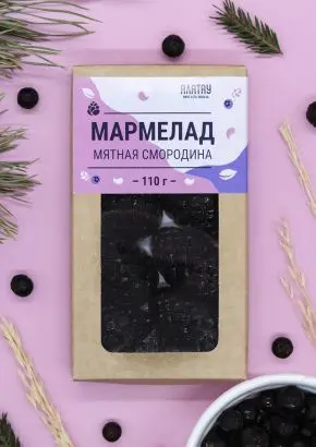 Мармелад ягодный Мятная смородина в крафтовой коробке, 110г Мармелад ягодный Мятная смородина в крафтовой коробке, 110г